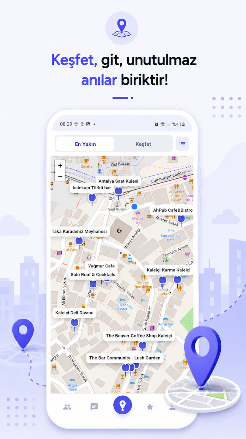Pin2Chat — yakındaki mekânları haritada keşfet